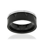 Bague acier noir bicolore noir - vue 1