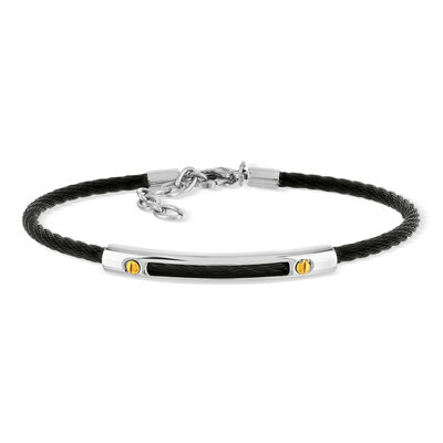 Zwarte tweekleurige stalen armband 24 cm