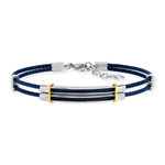 Bracelet acier bicolore bleu câble - vue 1