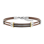 Bracelet acier bicolore marron câble 23 cm - vue 1