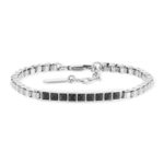Bracelet acier plaque motif noir - vue 1