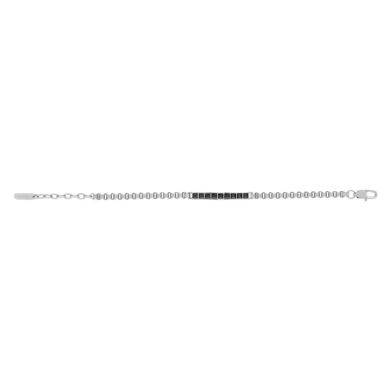 Bracelet acier plaque motif noir - vue 2