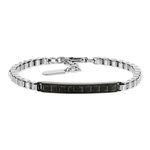 Bracelet acier bicolore noir zirconia noir 21 cm - vue 1