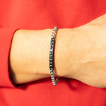 Bracelet acier bicolore noir zirconia noir 21 cm - vue porté 1