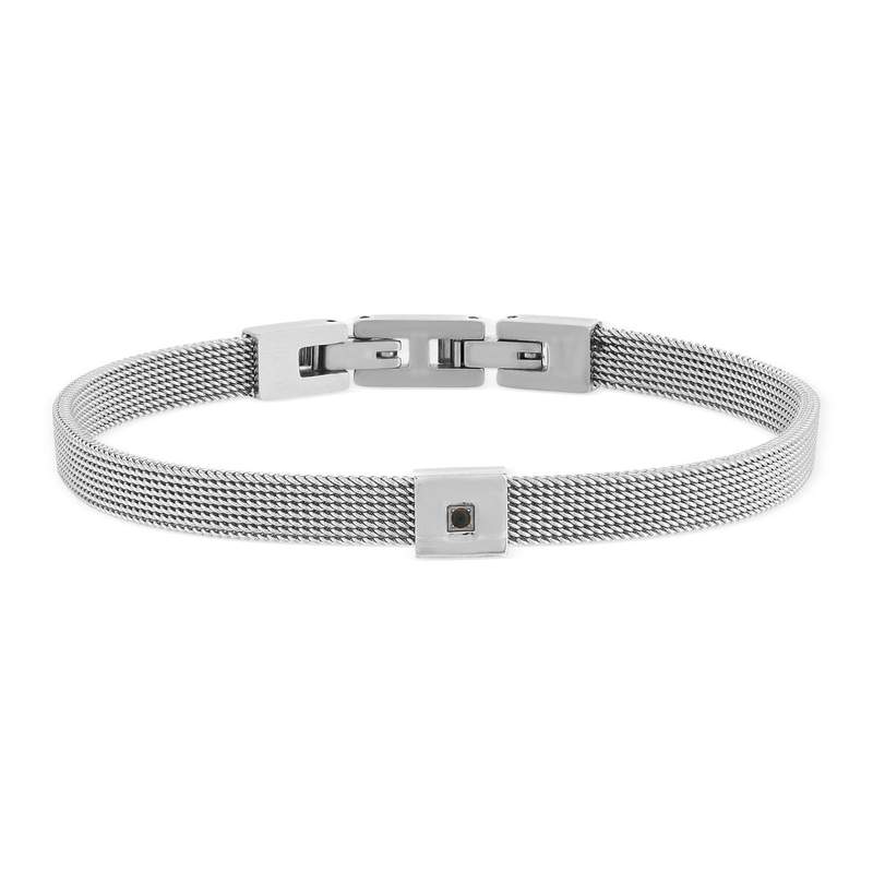 Bracelet acier zirconia noir 21 cm - vue 1