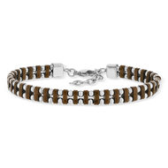 Bracelet acier bicolore marron 22 cm