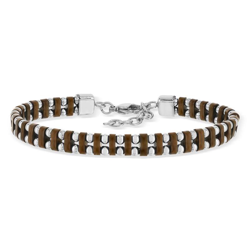 Bracelet acier bicolore marron 22 cm - vue 1