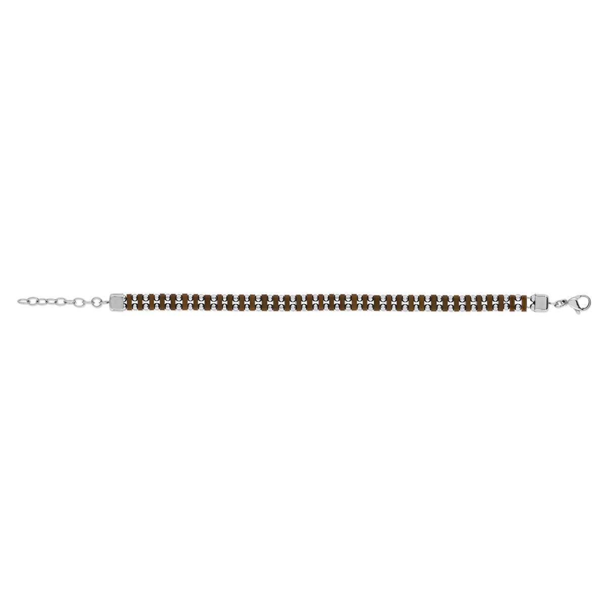 Bracelet acier bicolore marron 22 cm - vue 2