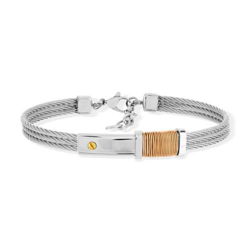 Bracelet acier bicolore rose 23 cm