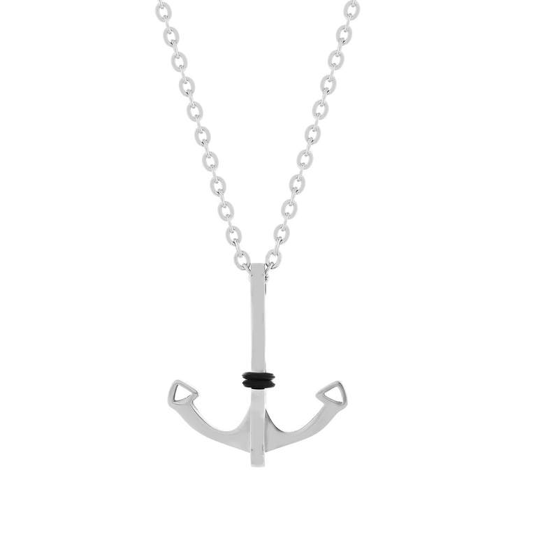 Collier acier ancre 55cm - vue 1