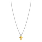 Necklace steel bicolor yellow zirconia black cross 55cm - view 2