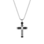 Collier acier bicolore noir croix 55 cm - vue 1