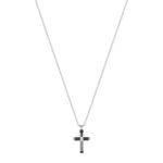 Collier acier bicolore noir croix 55 cm - vue 2