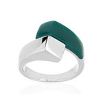Bague argent 925 agate verte - vue 1