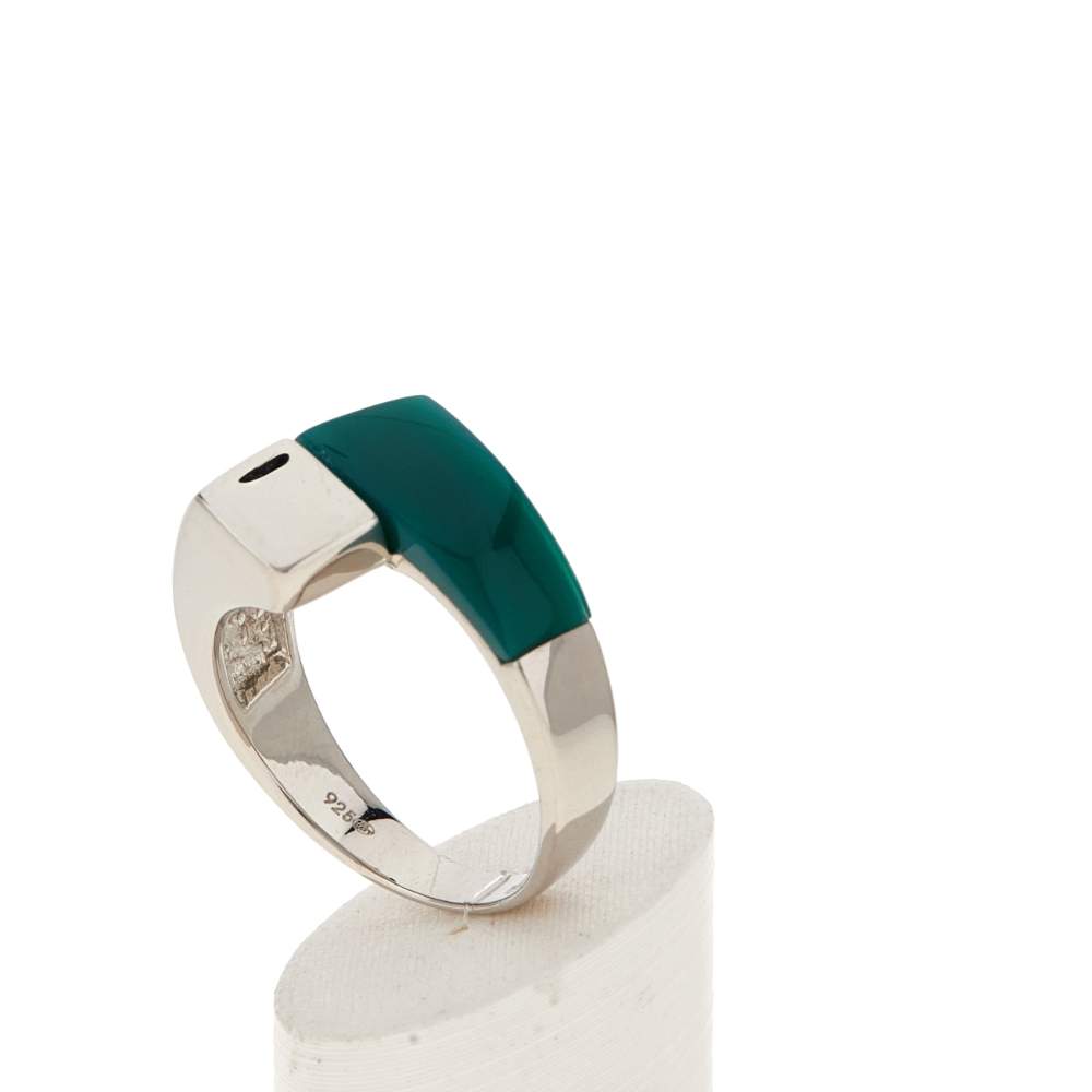Bague argent 925 agate verte - vue 4
