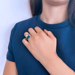 Bague argent 925 agate verte - vue porté 1