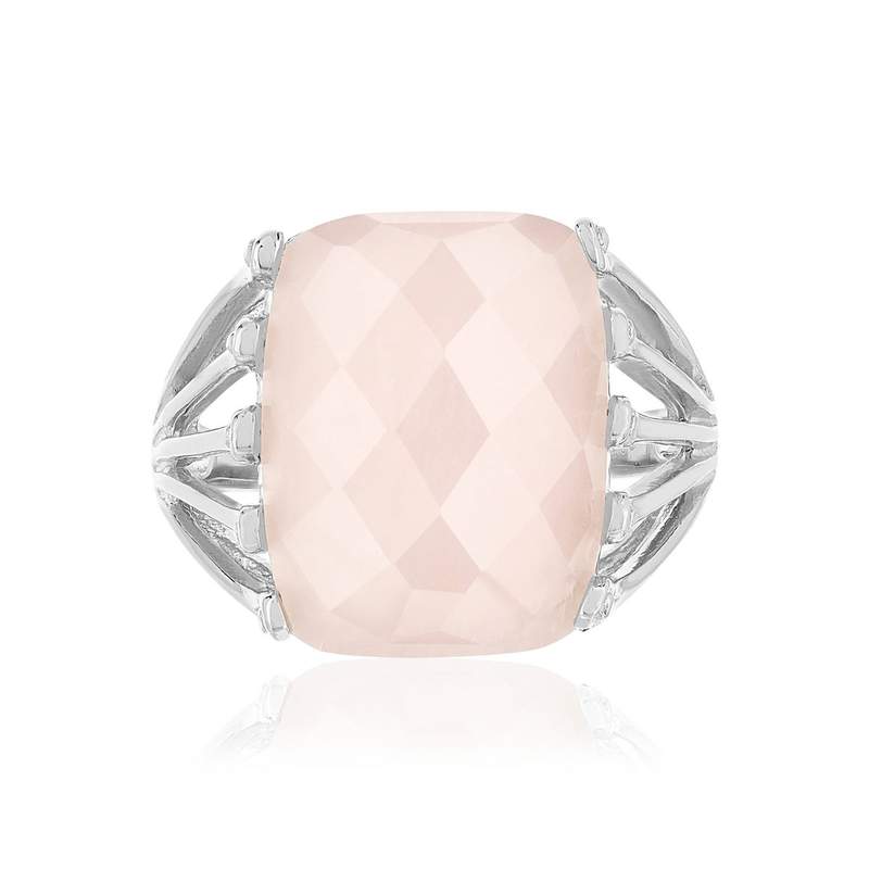 Bague argent 925 quartz rose - vue 3