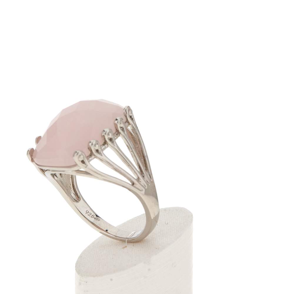 Bague argent 925 quartz rose - vue 4