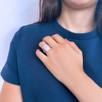 Bague argent 925 quartz rose - vue porté 1