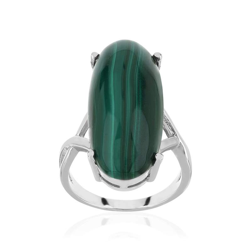 Bague argent 925 malachite - vue 1