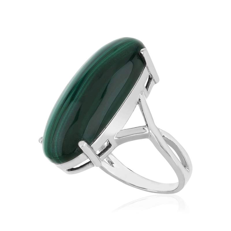 Bague argent 925 malachite - vue D1