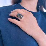 Bague argent 925 labradorite - vue porté 2