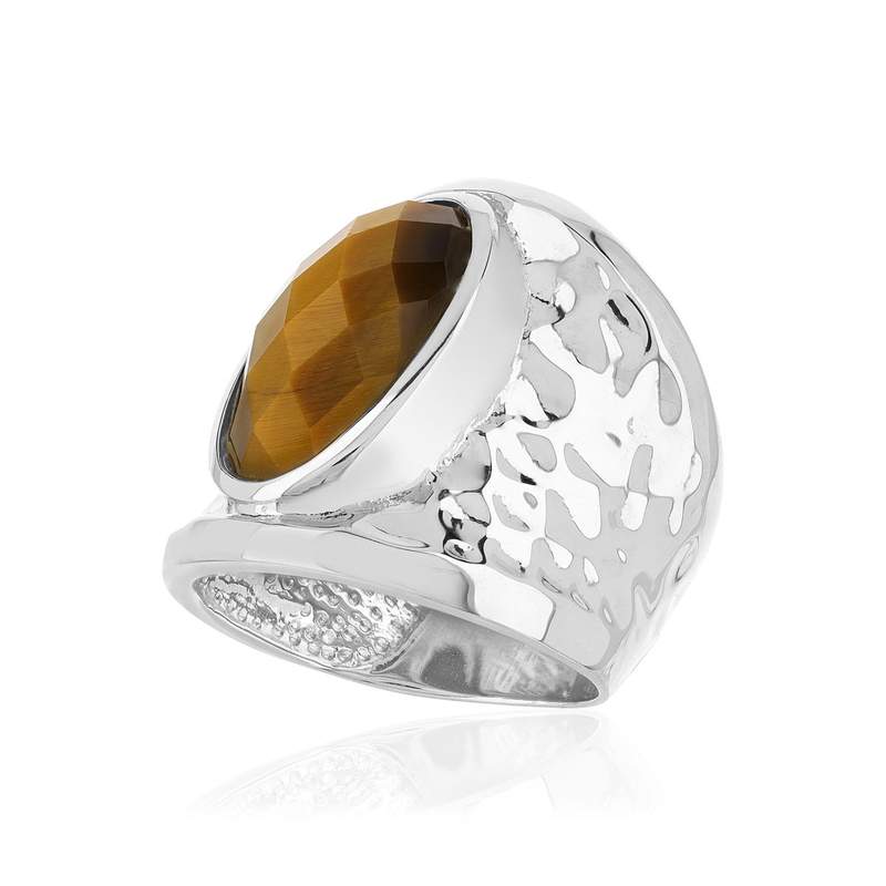 Bague argent 925 oeil de tigre - vue D1