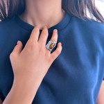 Bague argent 925 oeil de tigre - vue porté 1