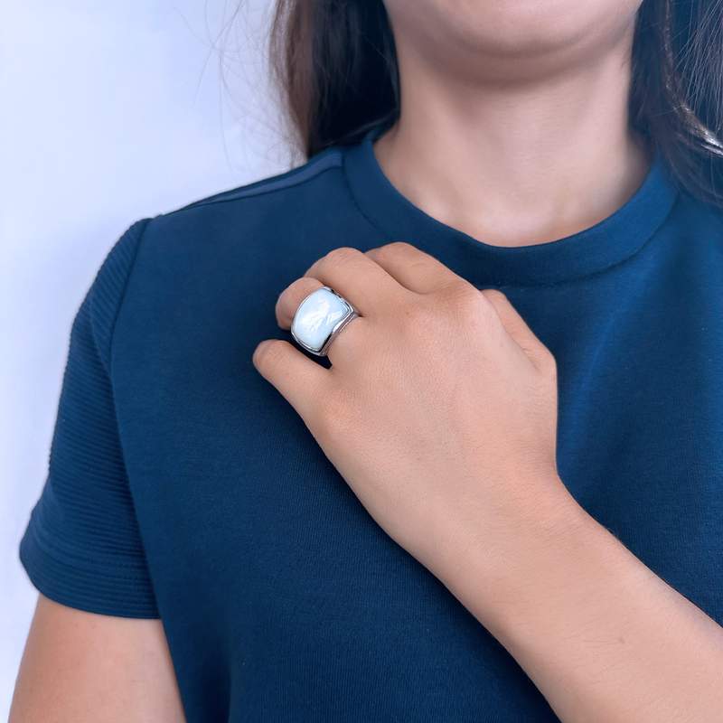 Bague argent 925 nacres - vue porté 1