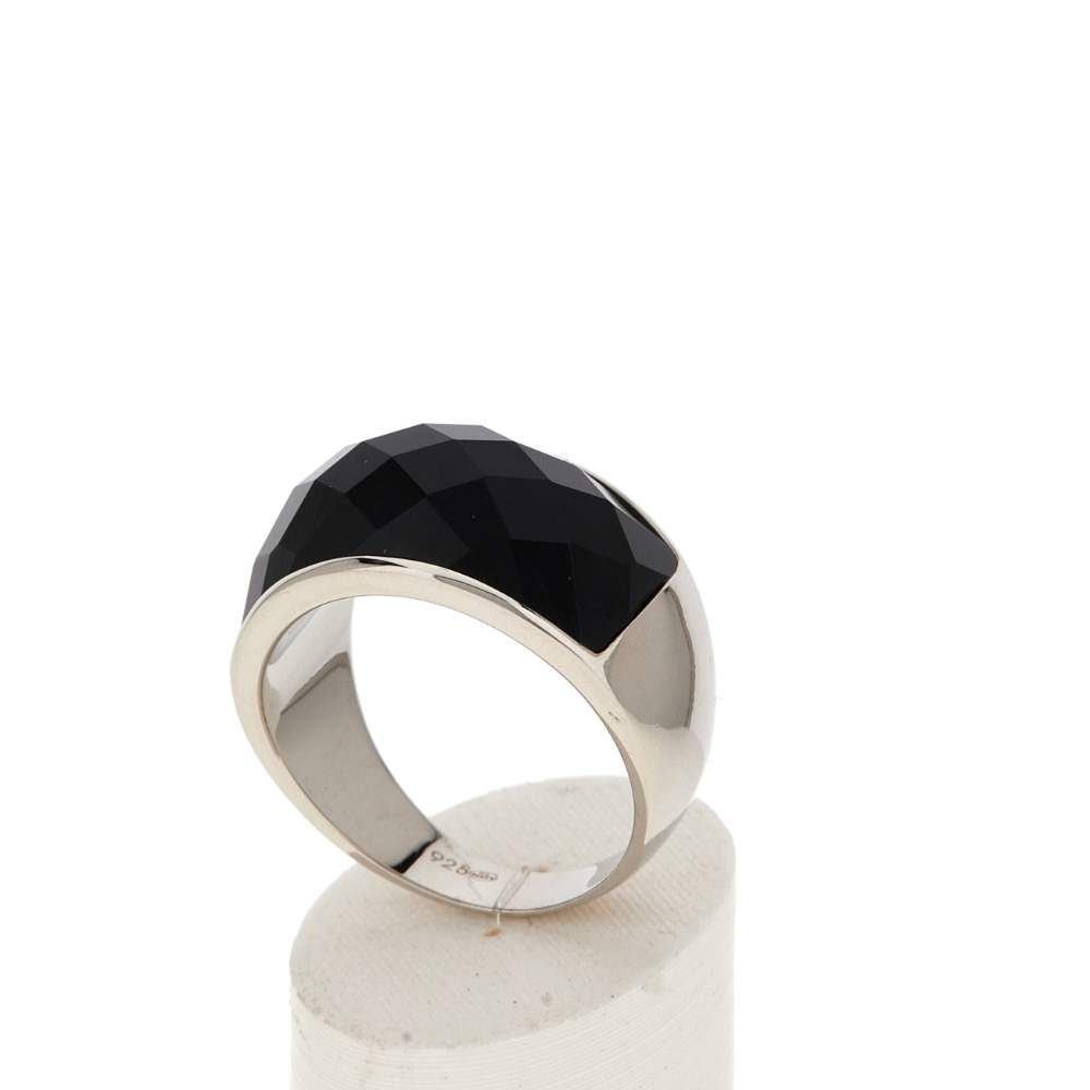 Bague argent 925 agate noire - vue 3