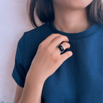 Bague argent 925 agate noire - vue porté 1