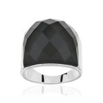 Bague argent 925 agate noire - vue 1