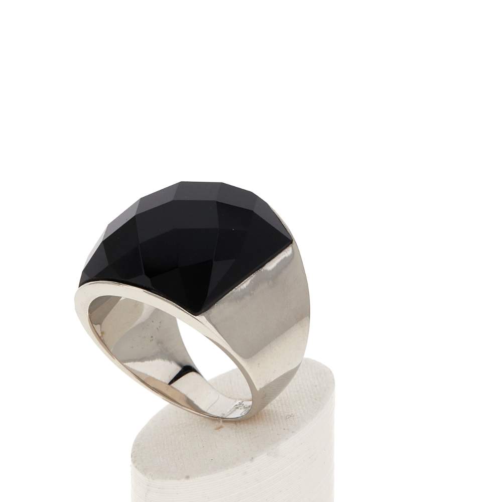 Bague argent 925 agate noire - vue 4