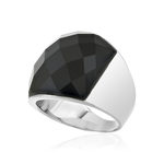 Bague argent 925 agate noire - vue D1