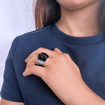 Bague argent 925 agate noire - vue porté 1