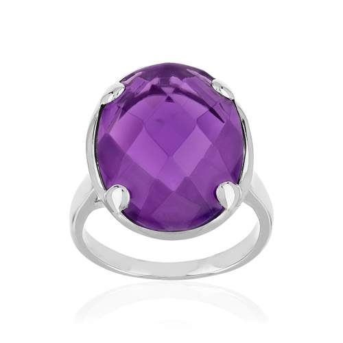 Bague argent 925 pierre synthétique violette