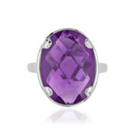 Bague argent 925 pierre synthétique violette - vue 3