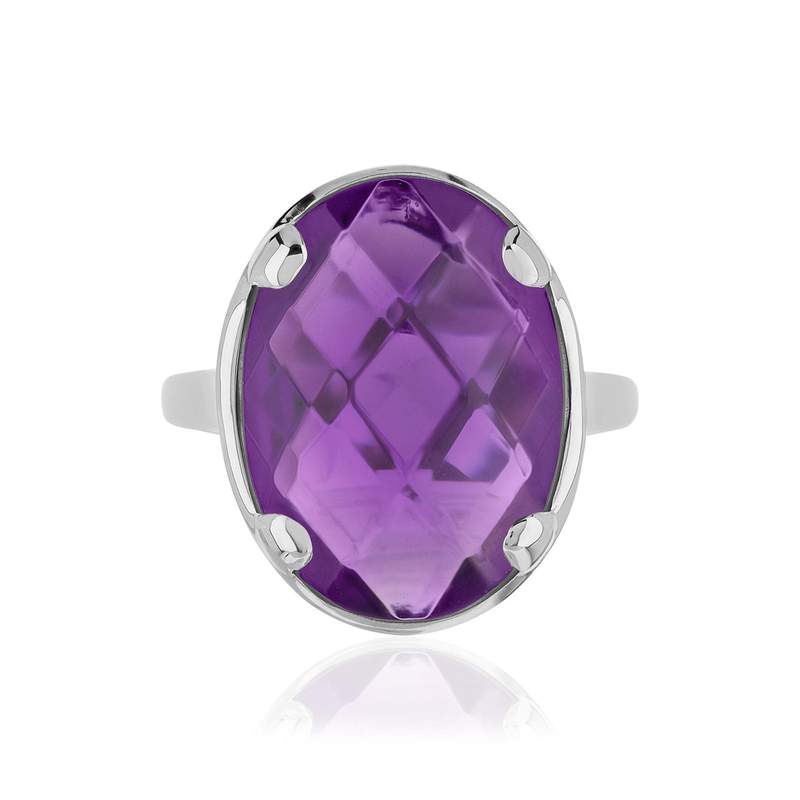 Bague argent 925 pierre synthétique violette - vue 3