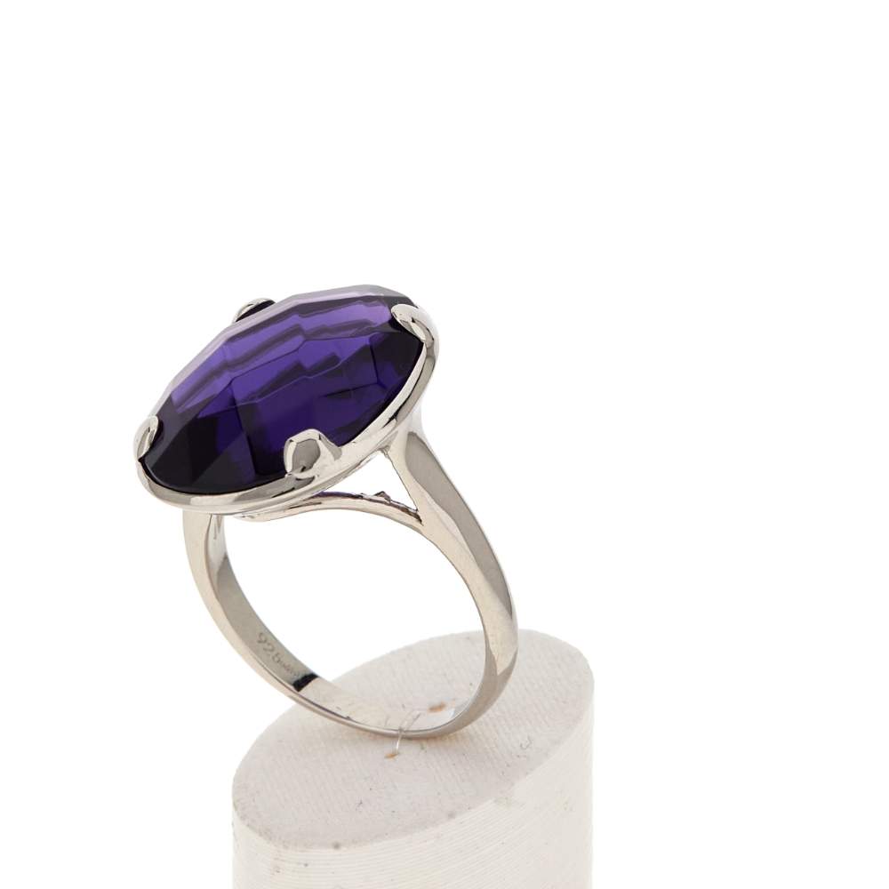 Bague argent 925 pierre synthétique violette - vue 3