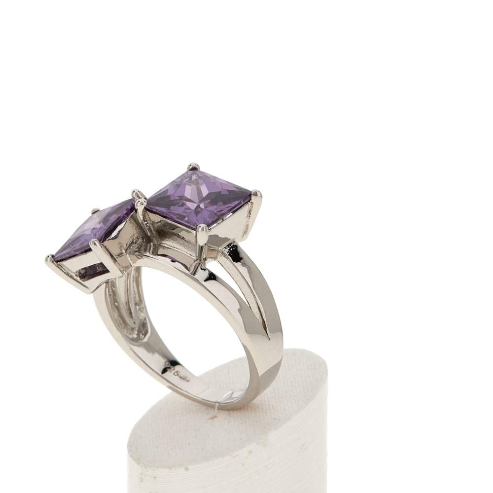 Bague argent 925 zirconias violets - vue 4
