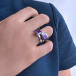 Bague argent 925 zirconias violets - vue porté 2