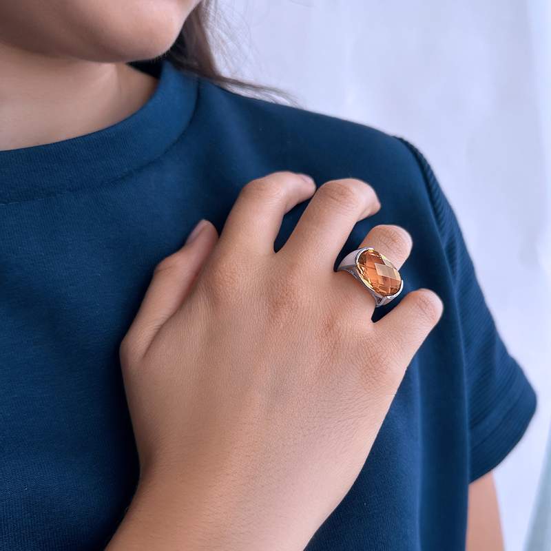 925 zilveren ring met synthetische steen - vue porté 1