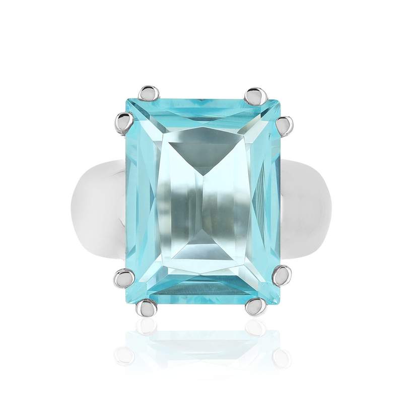 Bague argent 925 pierre synthétique bleue - vue 3