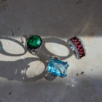 Bague argent 925 pierre synthétique bleue - vue D1