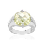 Bague argent 925 zirconias vert clair et blanc - vue 1
