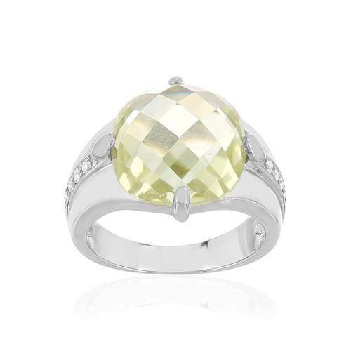 Bague argent 925 zirconias vert clair et blanc