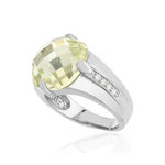Bague argent 925 zirconias vert clair et blanc - vue D1
