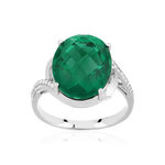 Bague argent 925 pierre synthétique verte et zirconias - vue 1