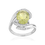 Bague argent 925 quartz jaune clair, zirconias - vue 1