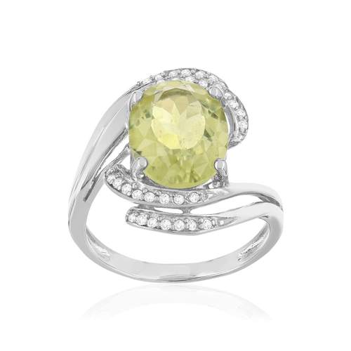 925 zilveren ring licht gele kwarts, zirkonia's